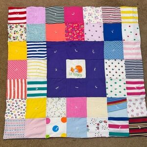 Handmade Pink, Purple and Light Pink Floral Patchwork Lightweight Baby Quilt